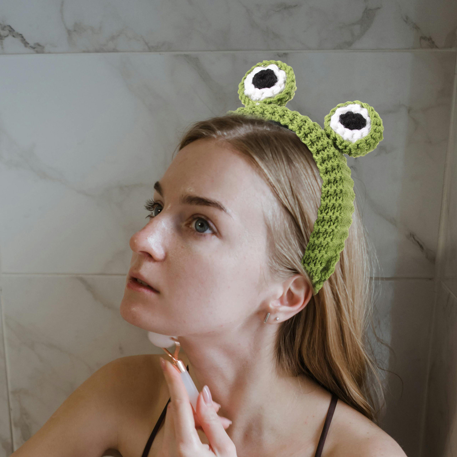 Skincare Animate - 2Pcs Frog Headband Cute Knit Big