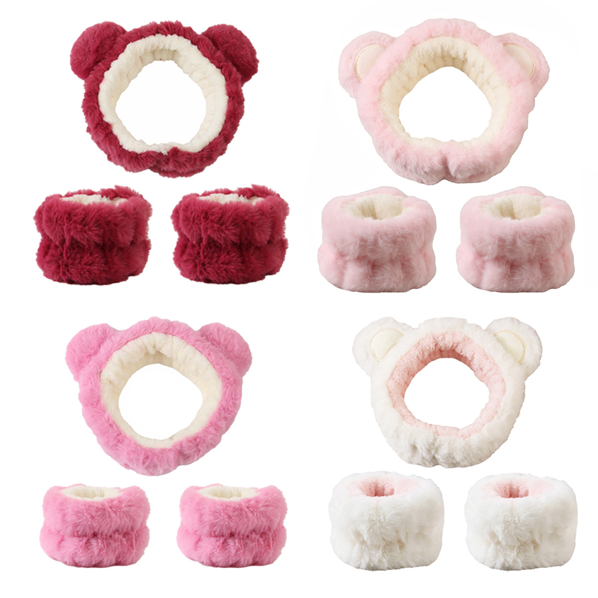 Skincare Animate - 3pcs Cute Bear Headband Set Fluffy