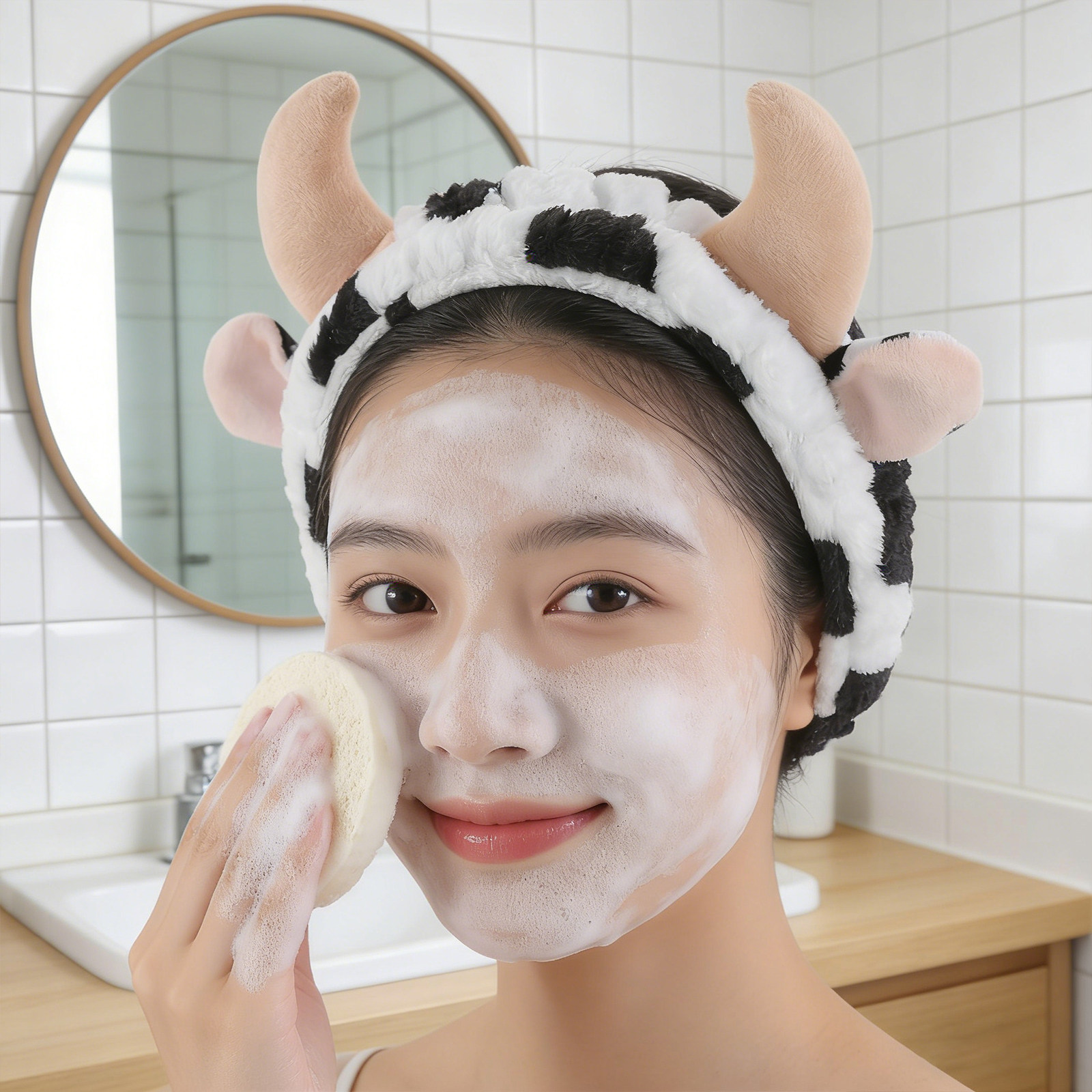 1Set Cow Spa Headband Wristban - Skincare Animate review and price